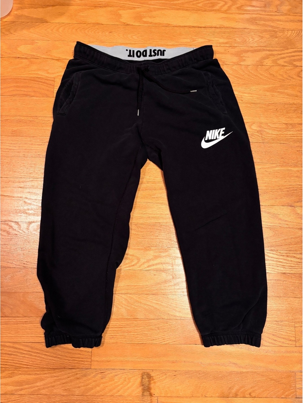 Nike Black Sweatpants with Just Do It Waistband, Size M